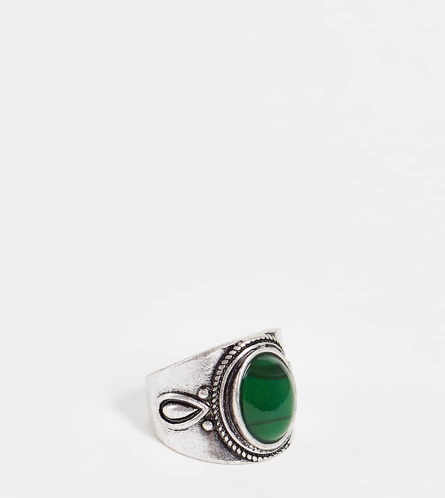 Reclaimed Vintage - Unisex - Ring in Silber-Optik mit Stein von Reclaimed Vintage