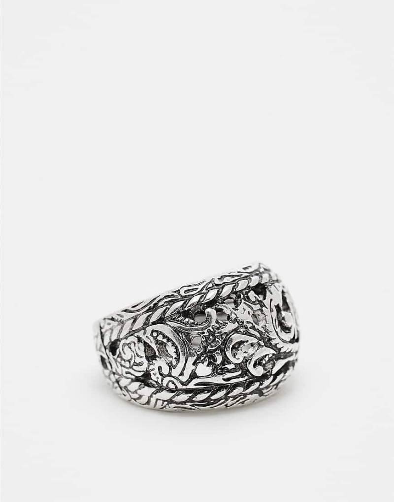 Reclaimed Vintage - Unisex-Ring in Silberoptik mit Durchbruch-Design von Reclaimed Vintage