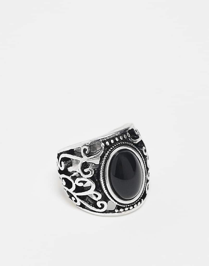 Reclaimed Vintage - Unisex - Ring in Silberoptik mit Durchbrucharbeit von Reclaimed Vintage