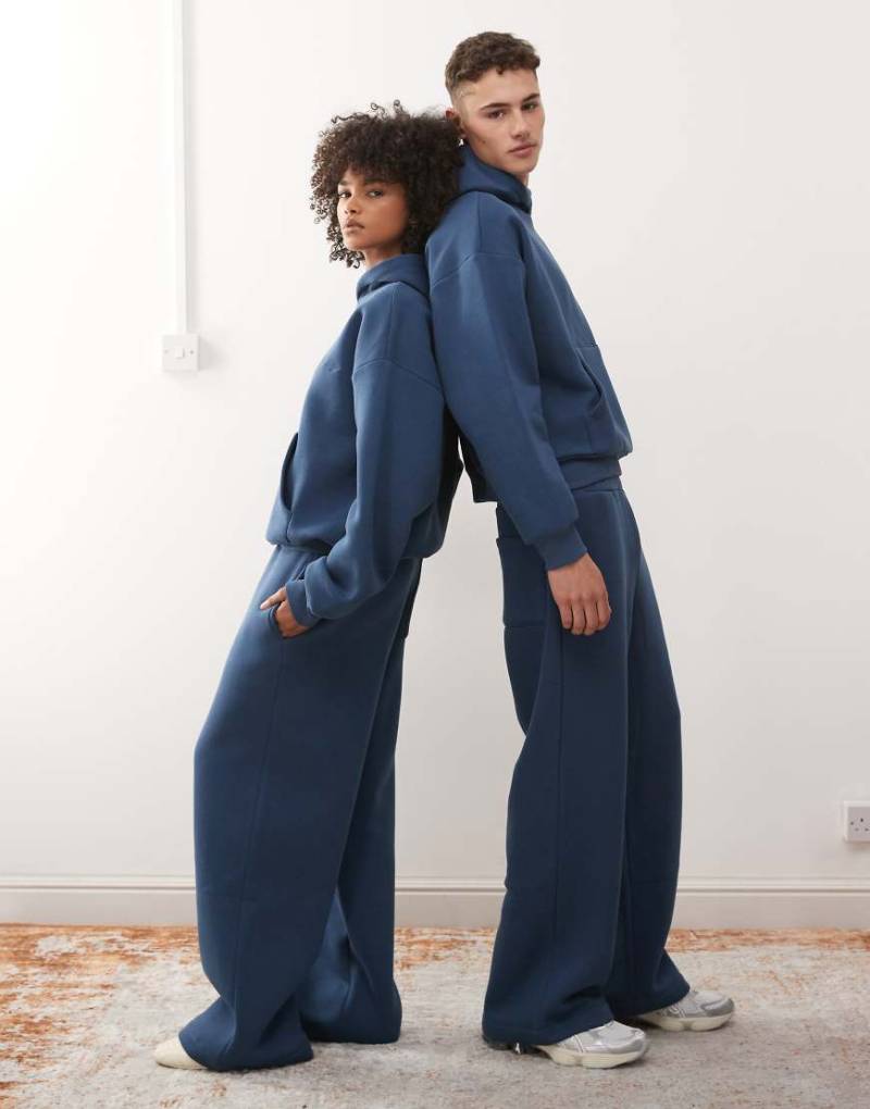 Reclaimed Vintage - Unisex - Schwere Jogginghose in Marineblau mit weitem Bein, Kombiteil von Reclaimed Vintage