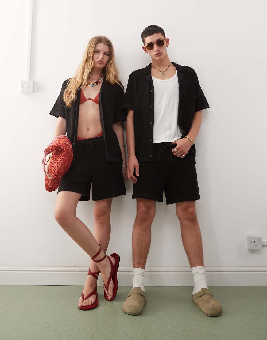 Reclaimed Vintage - Gehäkelte Unisex-Shorts in Schwarz, Kombiteil-Keine Farbe von Reclaimed Vintage