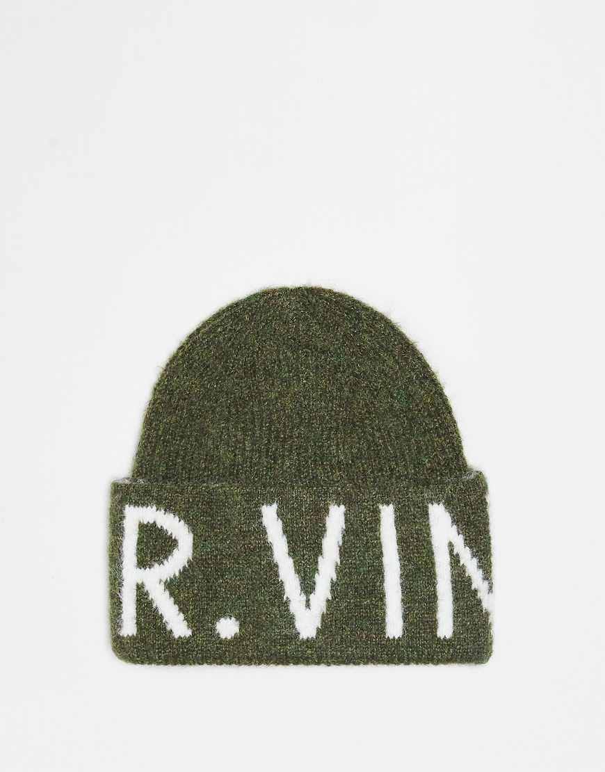 Reclaimed Vintage - Unisex-Strickmütze in Khaki mit Markenlogo-Grün von Reclaimed Vintage