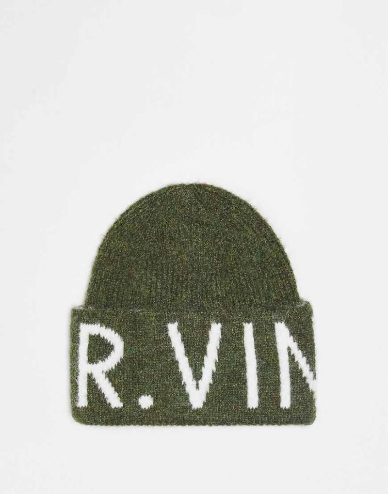 Reclaimed Vintage - Unisex-Strickmütze in Khaki mit Markenlogo-Grün von Reclaimed Vintage