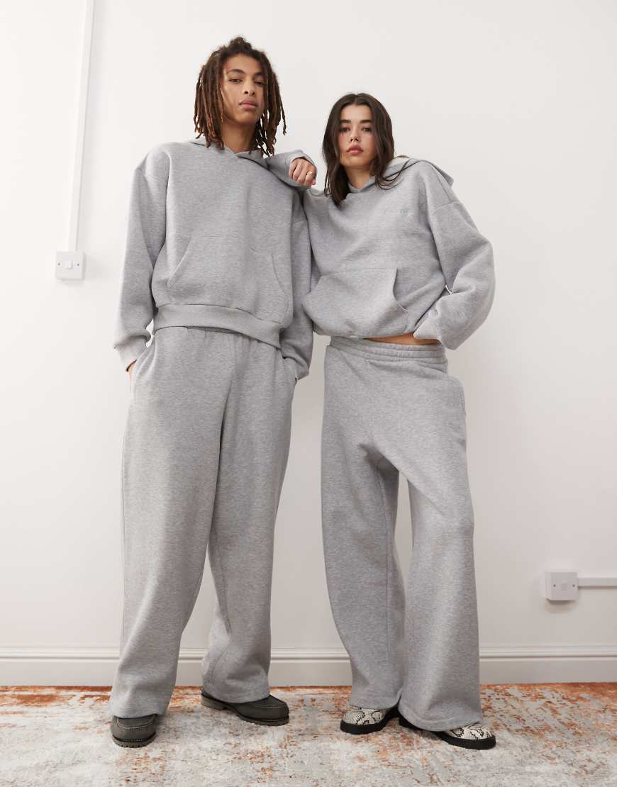 Reclaimed Vintage - Weit geschnittene Unisex-Jogginghose aus schwerem Stoff in Grau meliert, Kombiteil von Reclaimed Vintage