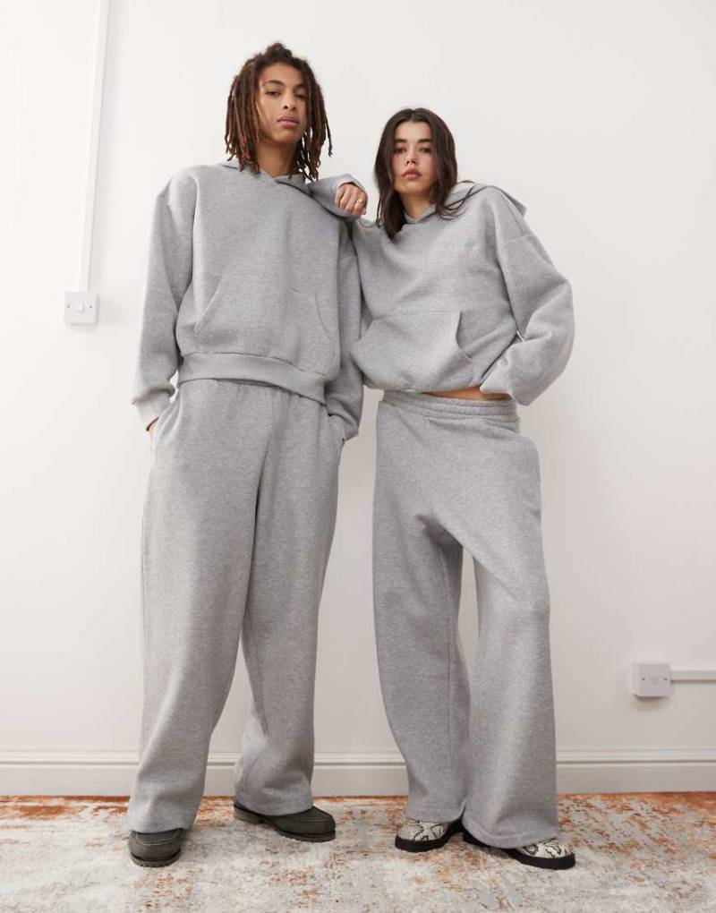 Reclaimed Vintage - Weit geschnittene Unisex-Jogginghose aus schwerem Stoff in Grau meliert, Kombiteil von Reclaimed Vintage