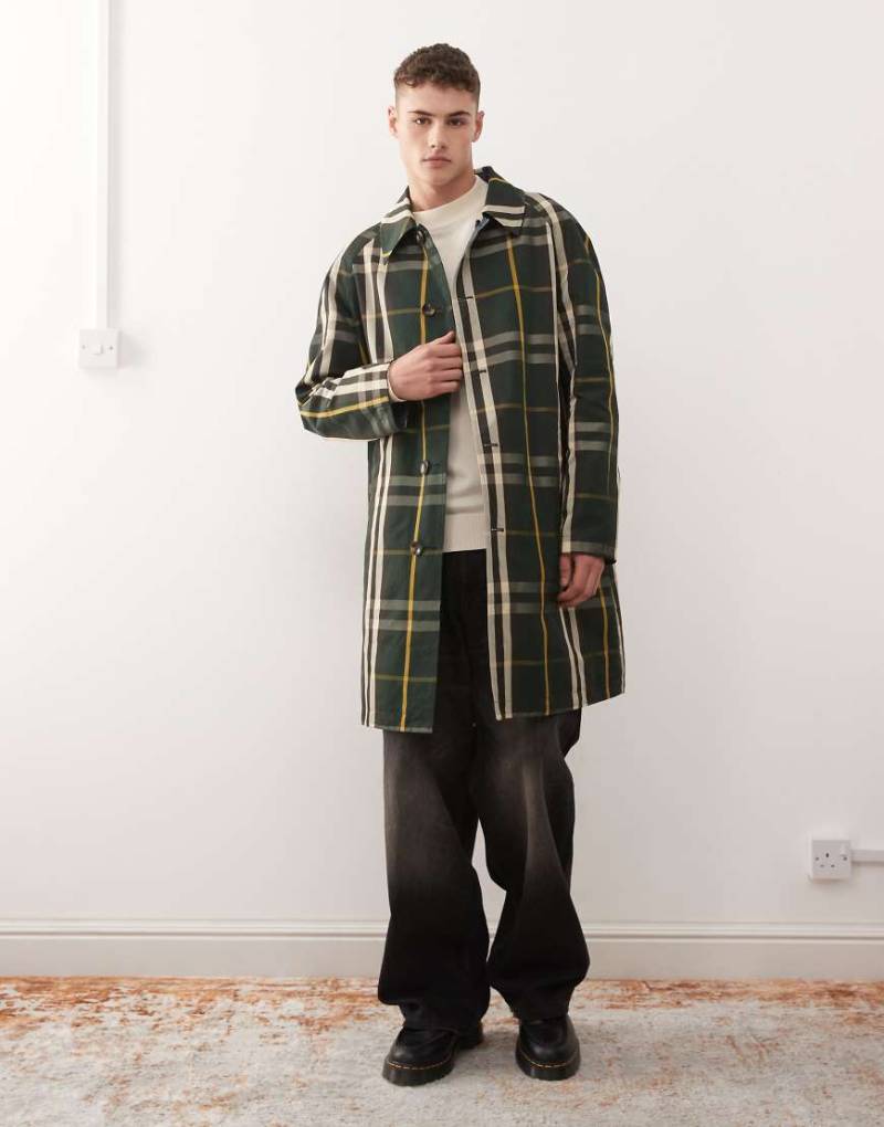 Reclaimed Vintage - Wendbarer, langer Trenchcoat in Marineblau und mit Karomuster von Reclaimed Vintage