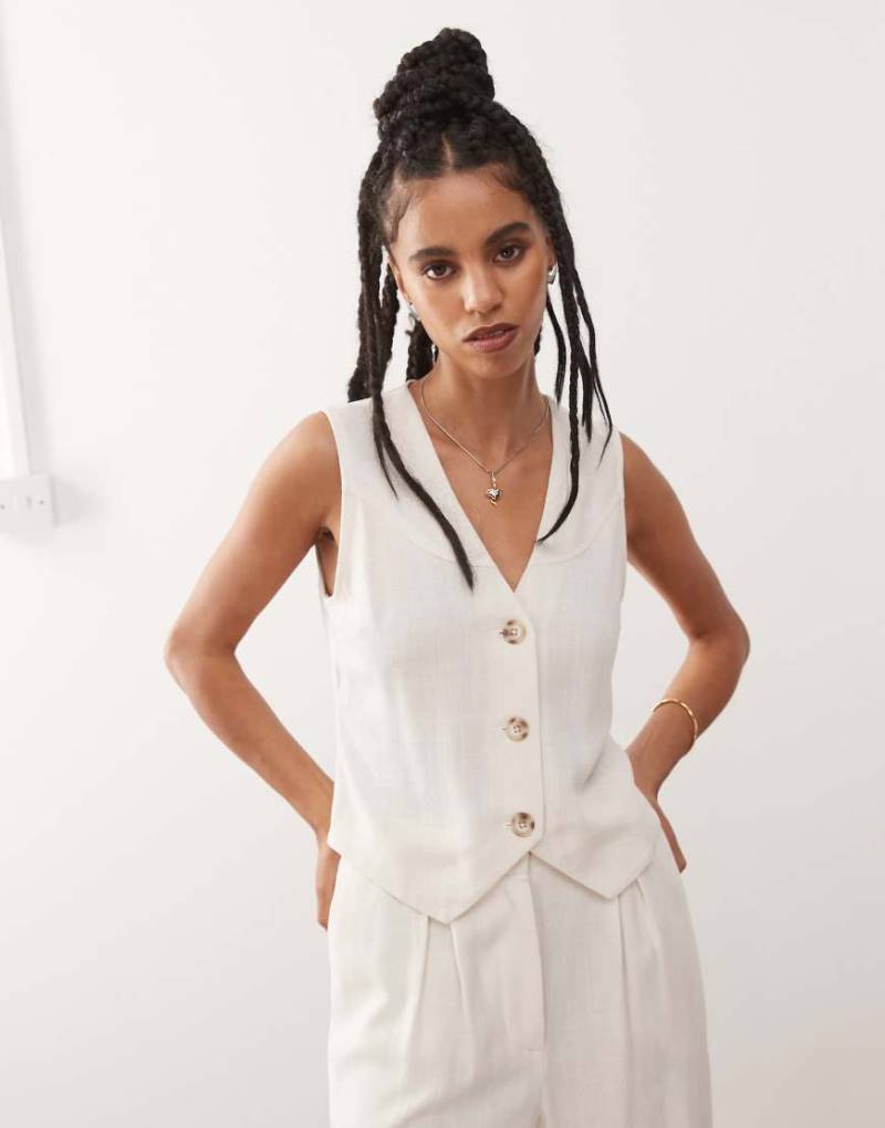 Reclaimed Vintage - Weste aus Leinenmix in Beige-Neutral von Reclaimed Vintage