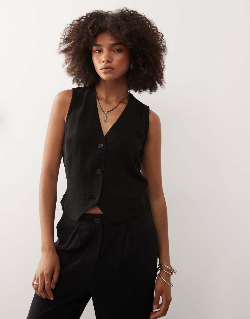 Reclaimed Vintage - Weste aus Leinenmix in Schwarz von Reclaimed Vintage
