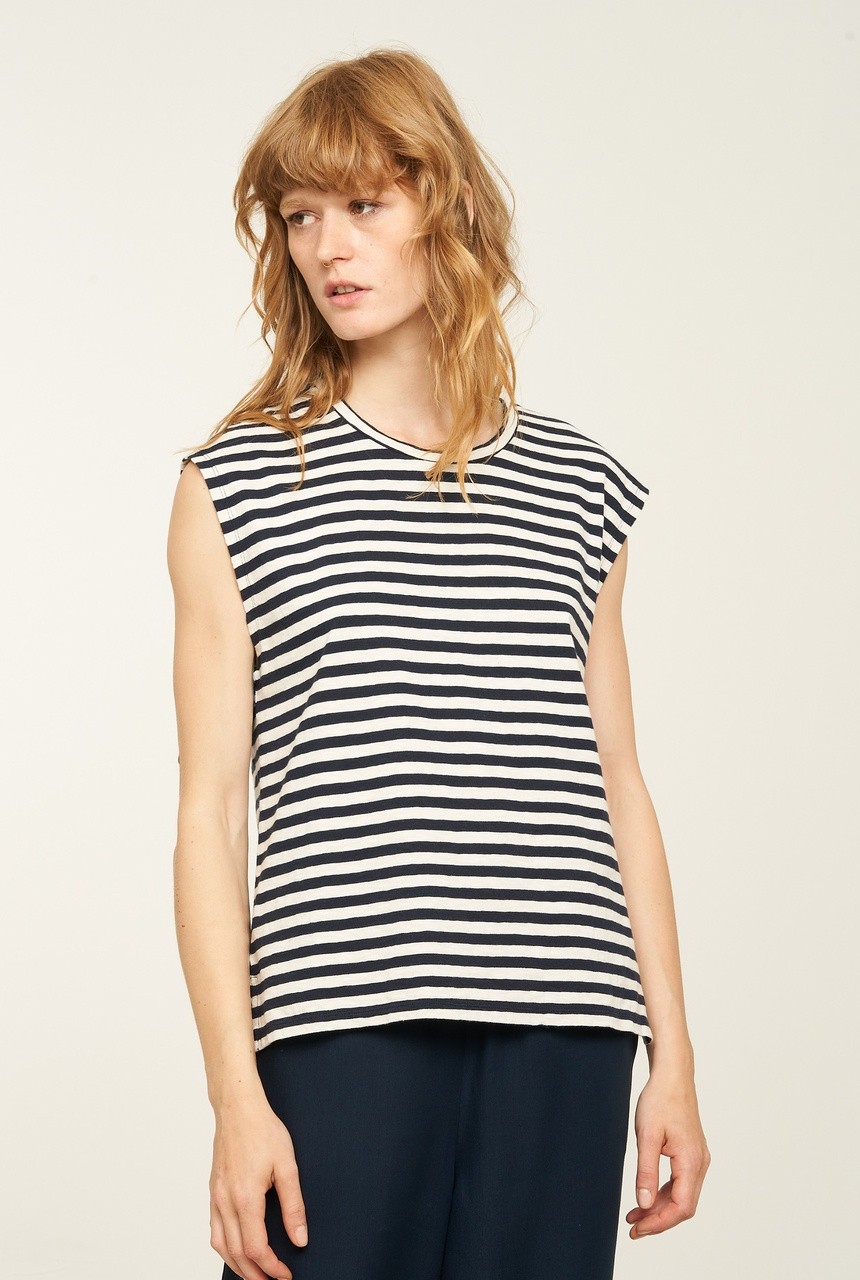 ZINNIA STRIPES | Recolution | veganes T-Shirt | dark navy L von Recolution