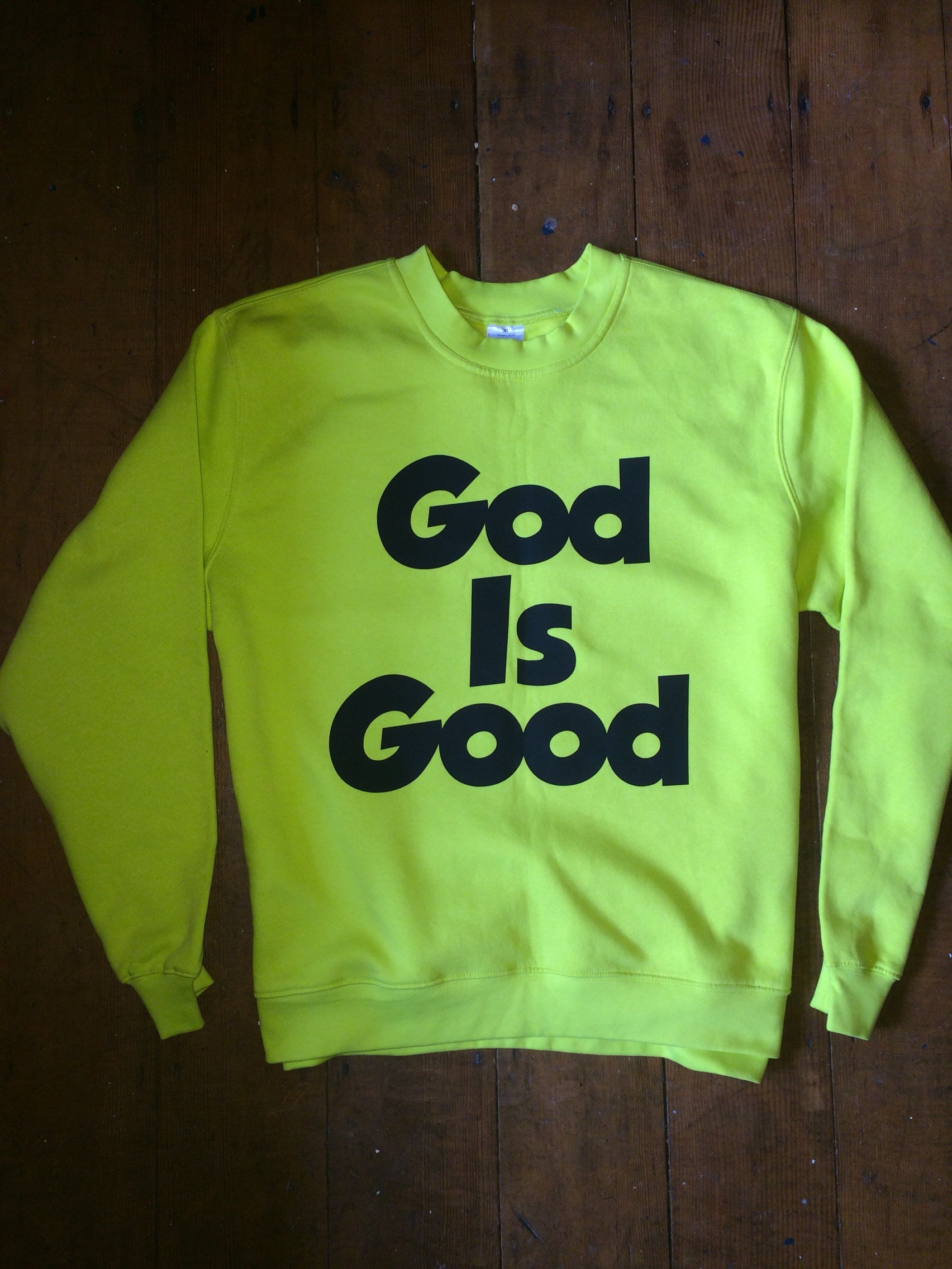 Gott Ist Gut. Gelbes Sweattop Mit Rundhalsausschnitt von ReconstructLondon