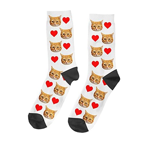 San Valentin - Personalisierte Socken mit Gesicht - Originelle Geschenke Paare Frau - Liebe - Laden Sie Ihr Foto hoch Wir machen die Arbeit! - Lustige Socken für Männer Bräute, Liebe Katze, M von RecontraMago