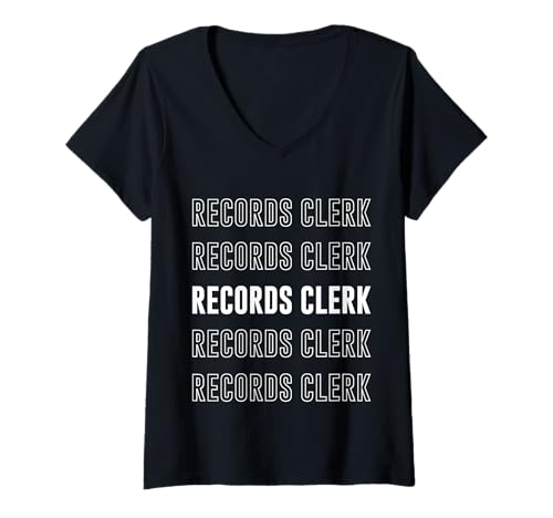Damen Sachbearbeiter für Aufzeichnungen T-Shirt mit V-Ausschnitt von Records Clerk Apparel