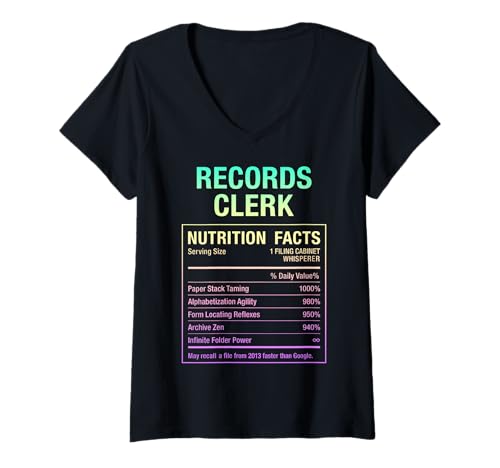 Damen Sachbearbeiter für Aufzeichnungen T-Shirt mit V-Ausschnitt Damen Sachbearbeiter für Aufzeichnungen T-Shirt mit V-Ausschnitt von Records Clerk Gifts Tees