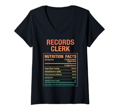 Damen Sachbearbeiter für Aufzeichnungen T-Shirt mit V-Ausschnitt von Records Clerk Gifts Tees