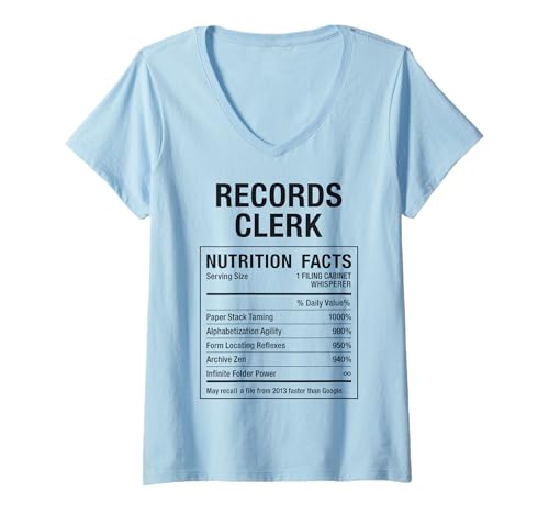 Damen Sachbearbeiter für Aufzeichnungen T-Shirt mit V-Ausschnitt von Records Clerk Gifts Tees