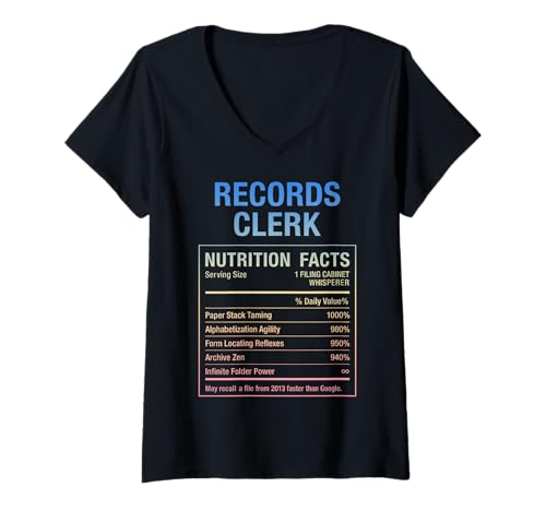 Damen Sachbearbeiter für Aufzeichnungen T-Shirt mit V-Ausschnitt von Records Clerk Gifts Tees