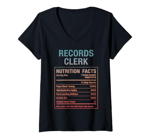 Damen Sachbearbeiter für Aufzeichnungen T-Shirt mit V-Ausschnitt Damen Sachbearbeiter für Aufzeichnungen T-Shirt mit V-Ausschnitt von Records Clerk Gifts Tees