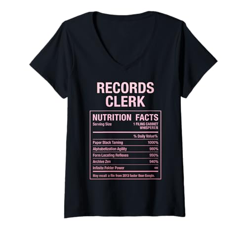 Damen Sachbearbeiter für Aufzeichnungen T-Shirt mit V-Ausschnitt Damen Sachbearbeiter für Aufzeichnungen T-Shirt mit V-Ausschnitt von Records Clerk Gifts Tees