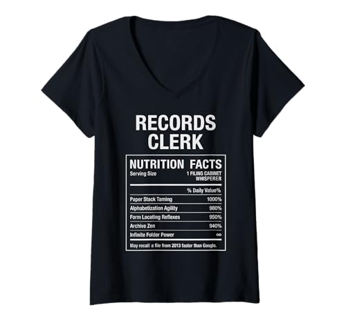 Damen Sachbearbeiter für Aufzeichnungen T-Shirt mit V-Ausschnitt von Records Clerk Gifts Tees