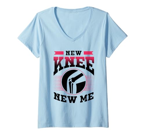 Damen Neu Knie New Me Operation Patient Knie Chirurgie Knie T-Shirt mit V-Ausschnitt Damen Neu Knie New Me Operation Patient Knie Chirurgie Knie T-Shirt mit V-Ausschnitt von Recover Support Knee Surgery Surgeries Hospital