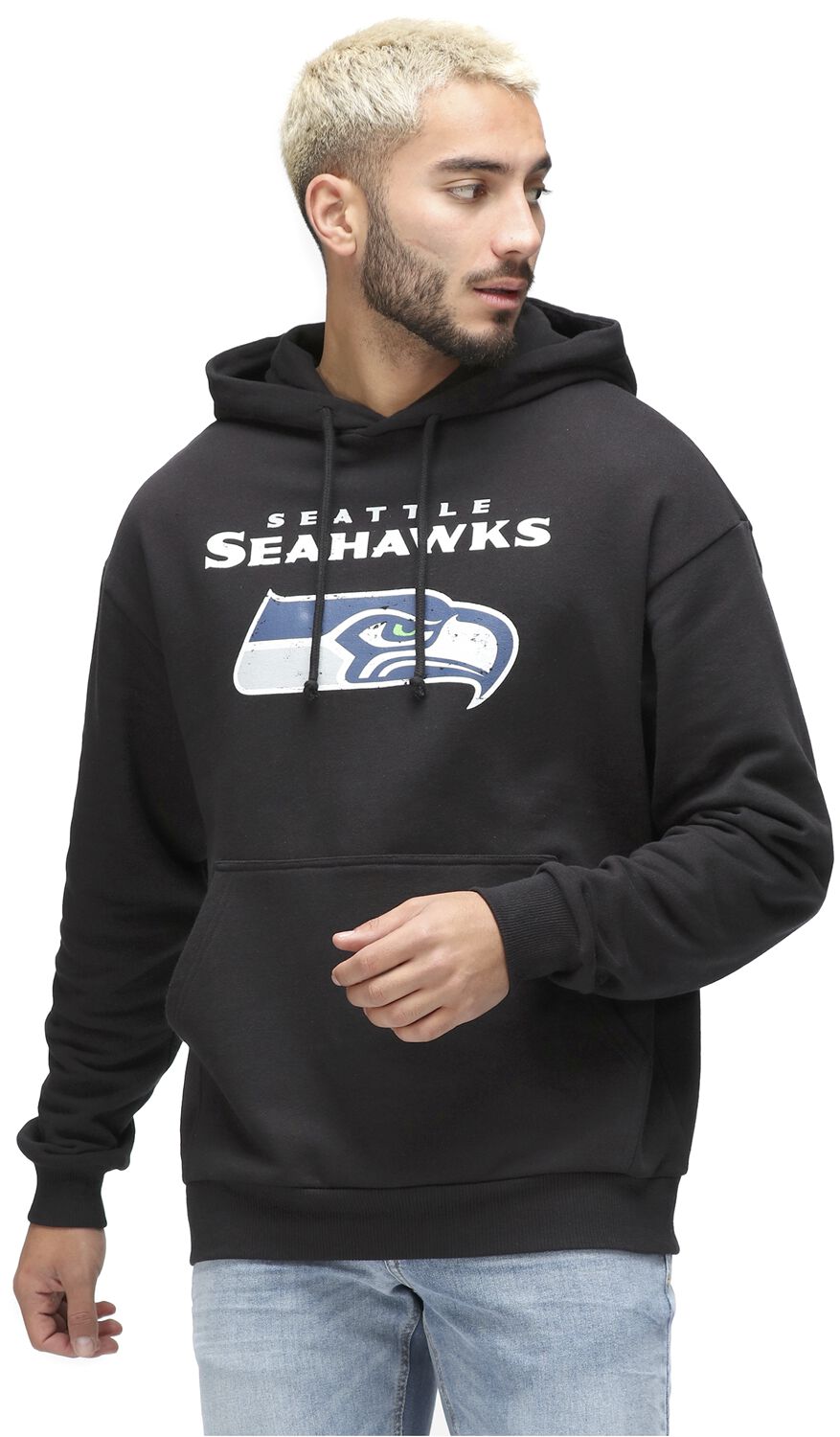 Recovered Clothing NFL Seahawks Logo Kapuzenpullover schwarz in L von Recovered Clothing