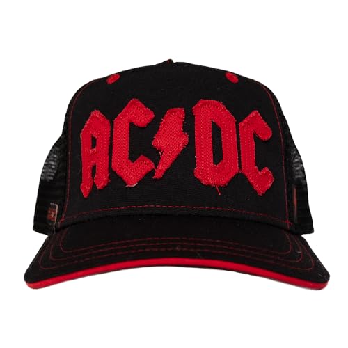 ACDC Distressed bestickte Trucker-Kappe – 100 % recyceltes Polyester, Schwarz, blau, Einheitsgröße von Recovered