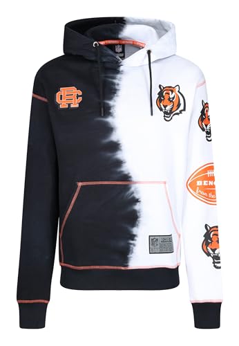 Recovered Hooded Sweatshirt Hoodie Kapuzenpullover - NFL - Cincinnati Bengals Ink Dye Effect BlackOn White M von Recovered