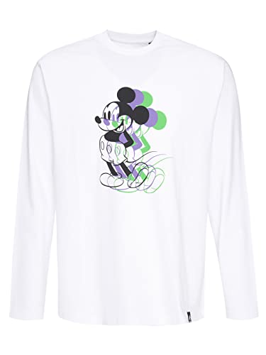 Recovered Disney 3 Tone Fade Mickey Mouse Relaxed L/S White T-Shirt by M von Recovered