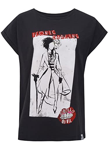 Recovered Disney Cruella Devil Features Charcoal Boyfriend T-Shirt by XL von Recovered