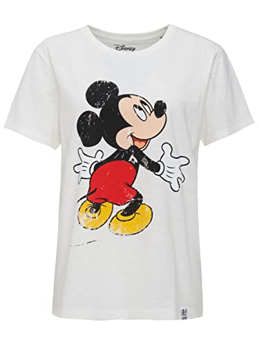 Recovered Disney Mickey Mouse Hug Ecru Fitted Womens T-Shirt by L von Recovered
