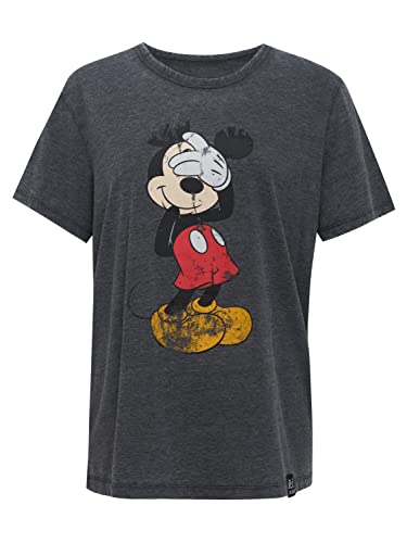 Recovered Disney Mickey Mouse Shy Charcoal Womens Fitted T-Shirt by XL von Recovered