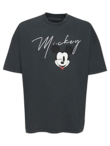 Recovered Disney Mickey Signature Oversized Washed Black T-Shirt by M von Recovered
