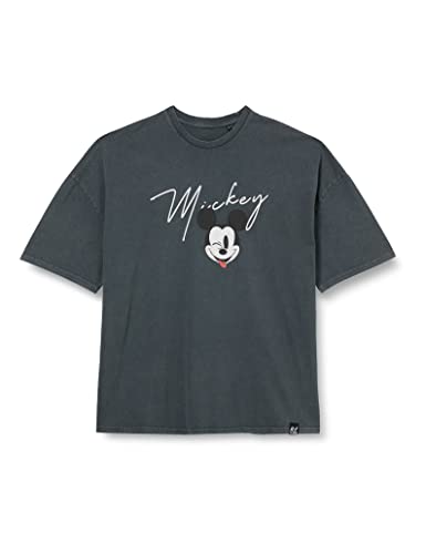 Recovered Disney Mickey Signature Oversized Washed Black T-Shirt by XXL von Recovered