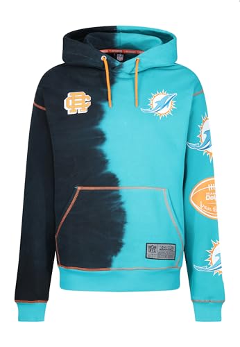Recovered Hooded Sweatshirt Hoodie Kapuzenpullover - NFL - Miami Dolphins Ink Dye Effect BlackOn Aqua XL von Recovered