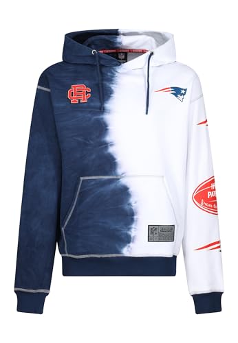 Recovered Hooded Sweatshirt Hoodie Kapuzenpullover - NFL - New England Patriots Ink Dye Effect Navy On White XL von Recovered