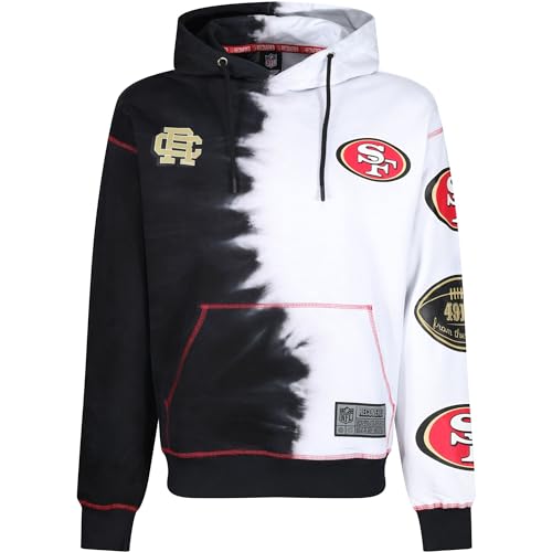 Recovered Hooded Sweatshirt Hoodie Kapuzenpullover - NFL - San Francisco 49ers Ink Dye Effect BlackOn White S von Recovered