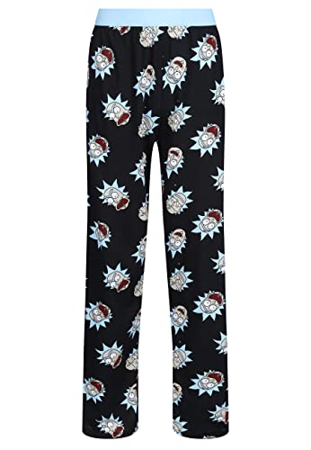 Recovered - Lounge Pant - Rick and Morty Faces All Over Print - Black L von Recovered