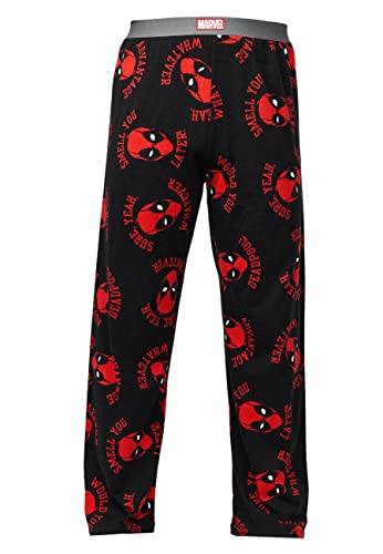 Recovered MARVEL Pyjamas - DEADPOOL Slogan Heads Lounge Pants - Erwachsene, L - 100% Baumwolle Lounge Wear, Nachtwäsche, PJs, PJ Bottoms - Offiziell lizenziert von Recovered