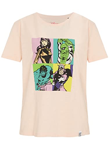 Recovered Marvel Pop Art Portrait Print Pale Pink Womens Fitted T-Shirt by S von Recovered