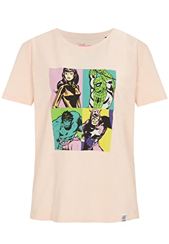 Recovered Marvel Pop Art Portrait Print Pale Pink Womens Fitted T-Shirt by XL von Recovered