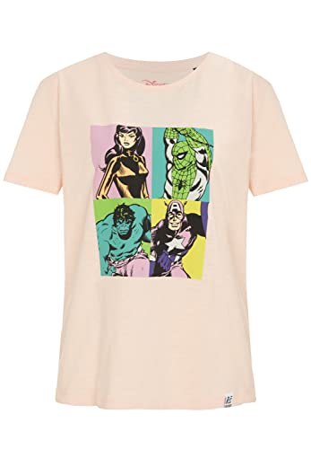 Recovered Marvel Pop Art Portrait Print Pale Pink Womens Fitted T-Shirt by XXL von Recovered