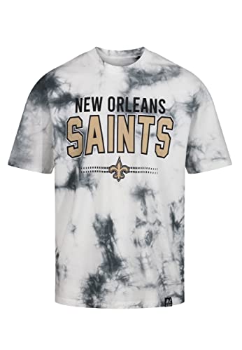 Recovered New Orleans Saints NFL Tie-Dye Relaxed Oversized T-Shirt Black White - L von Recovered