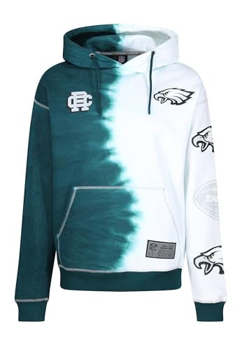 Recovered Hooded Sweatshirt Hoodie Kapuzenpullover - NFL - Philadelphia Eagles Ink Dye Effect Green On White M von Recovered