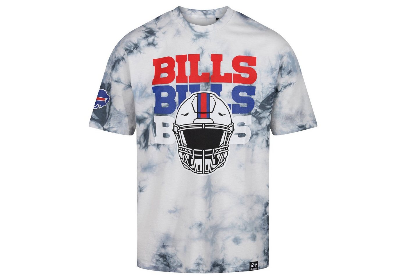 Recovered Print-Shirt Buffalo Bills - NFL - Tie-Dye Relaxed T-Shirt,Helmet Dark Blue von Recovered