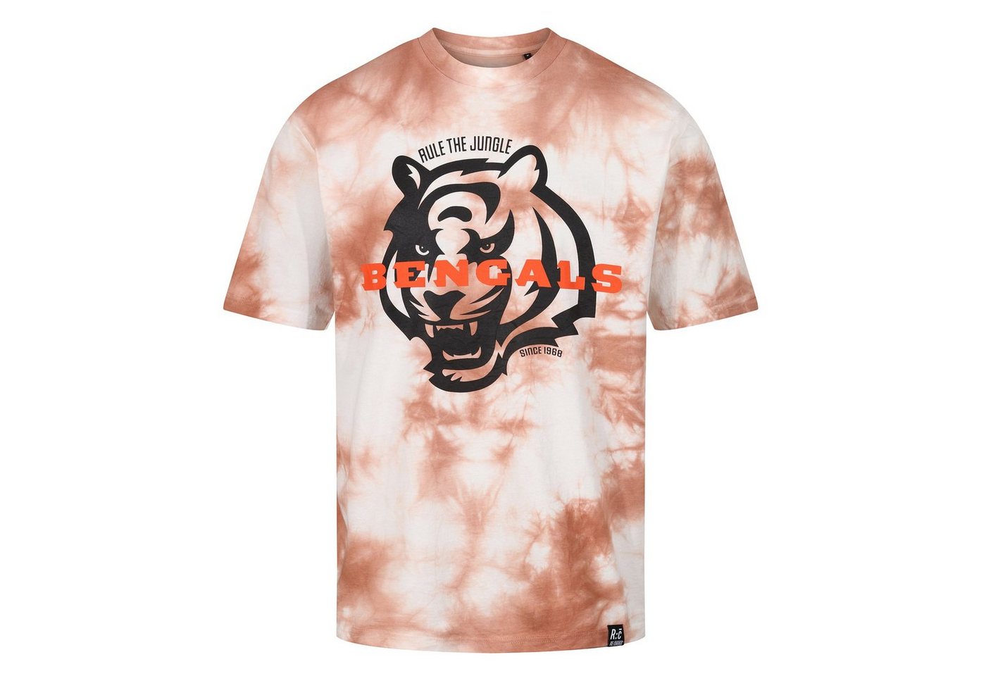 Recovered Print-Shirt Cincinnati Bengals - NFL - Tie-Dye Relaxed T-shirt, Tiger Orange von Recovered