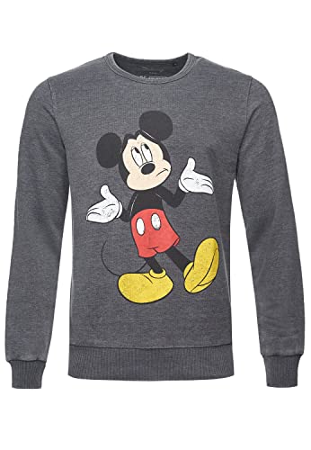 Recovered Herren Pullover Disney Mickey Deciding - M Grau Sweatshirt, Mehrfarbig, M EU von Recovered