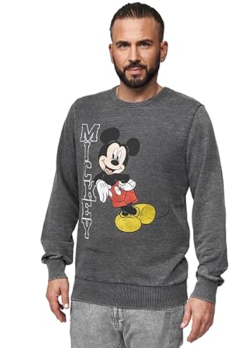 Recovered Pullover Disney Mickey Leaning - L - Grau von Recovered