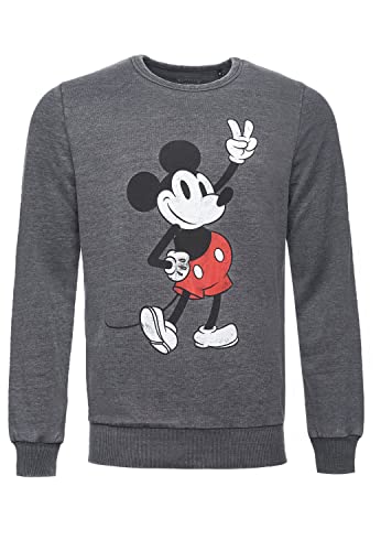 Recovered Pullover Disney Mickey Peace Pose - L - Grau von Recovered