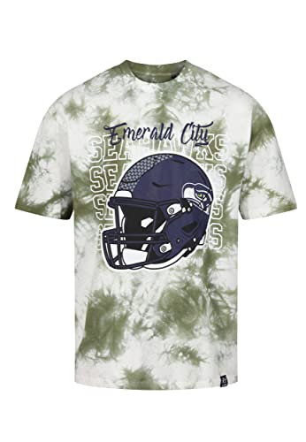 Recovered Seattle Seahawks NFL Tie-Dye Relaxed Oversized T-Shirt Green White - L von Recovered