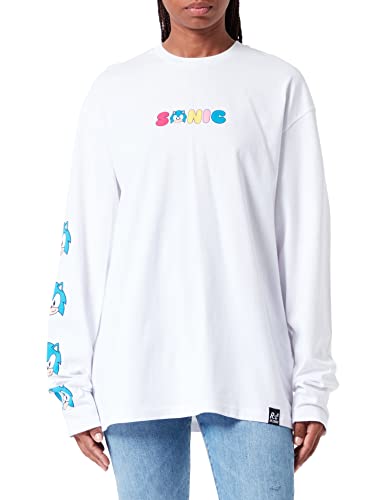 Recovered Sonic Multicoloured Back Prints Relaxed L/S White T-Shirt by L von Recovered